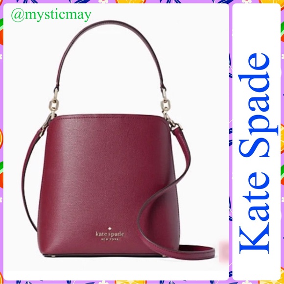 KATE SPADE Darcy Satchel Bucket Crossbody Bag Blackberry Burgundy Leather Purse